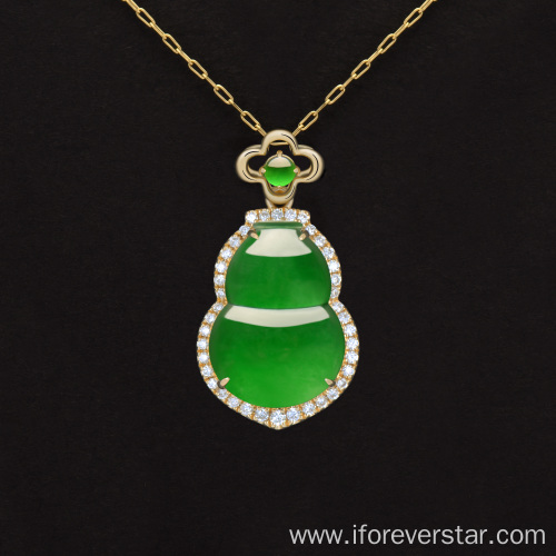 White gold gourd emerald pendant